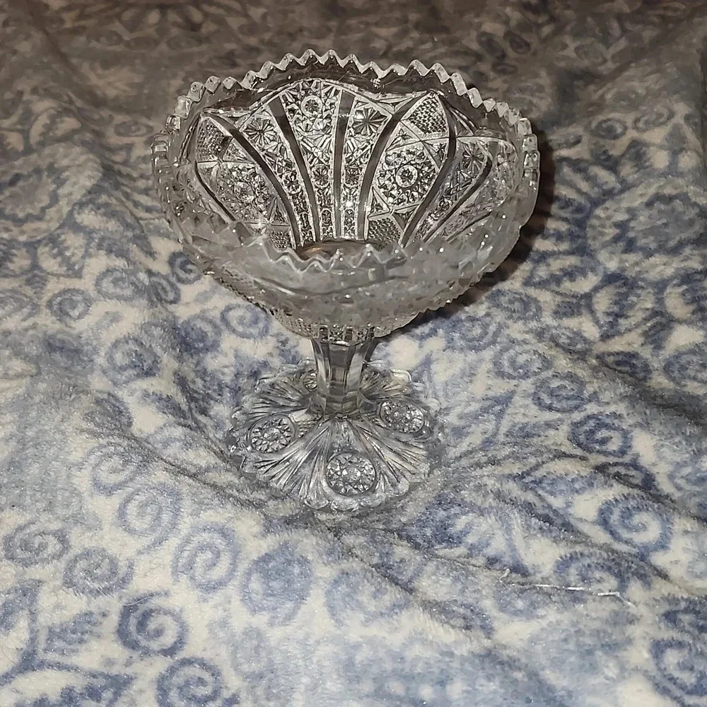 Antique Imperial Glass, Bellaire Pattern, Clear Glass Compote, Nut Bowl, 5" Tall